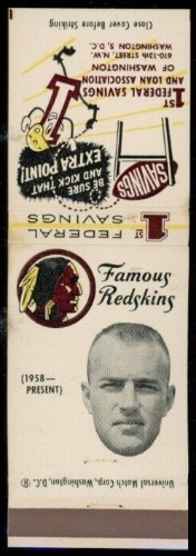 Bill Anderson 1960-61 Redskins Matchbooks football card