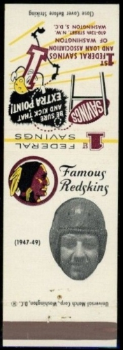 Tommy Mont 1960-61 Redskins Matchbooks football card