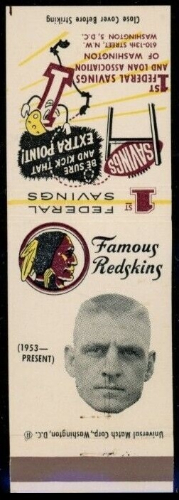 John Olszewski 1960-61 Redskins Matchbooks football card