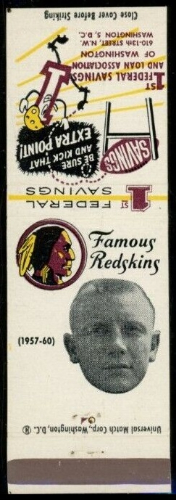 Don Bosseler 1960-61 Redskins Matchbooks football card