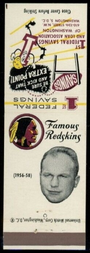 Torgy Torgeson 1960-61 Redskins Matchbooks football card