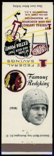 Bill Hartman 1960-61 Redskins Matchbooks football card