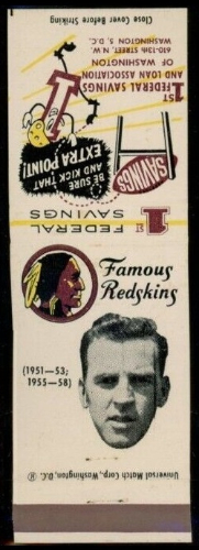 Norb Hecker 1960-61 Redskins Matchbooks football card