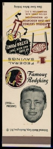 Dick James 1960-61 Redskins Matchbooks football card Dick James 1960-61 Redskins Matchbooks football card