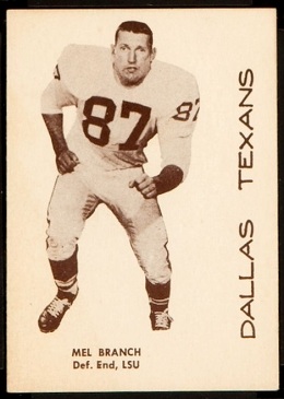 Mel Branch 1960 7-Eleven Texans football card