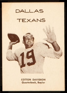 Cotton Davidson 1960 7-Eleven Texans football card