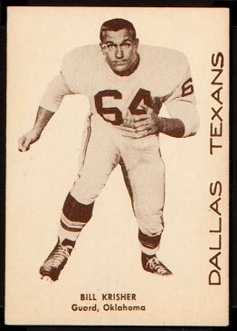 Bill Krisher 1960 7-Eleven Texans football card