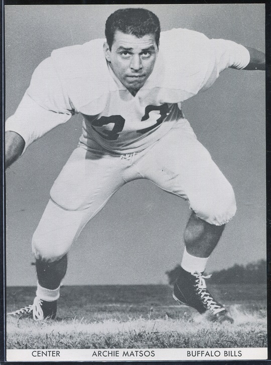 Archie Matsos 1960 Bills Team Issue football card Archie Matsos 1960 Bills Team Issue football card