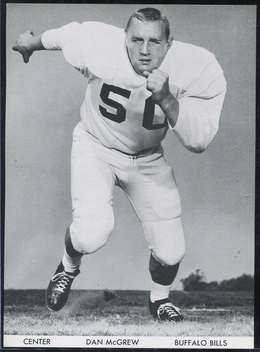 Dan McGrew 1960 Bills Team Issue football card