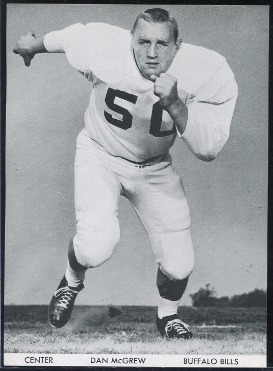Dan McGrew 1960 Bills Team Issue football card Dan McGrew 1960 Bills Team Issue football card