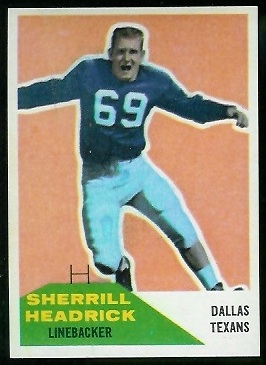 Sherrill Headrick 1960 Fleer football card