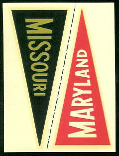 Maryland - Missouri 1960 Fleer College Pennant Decals football card