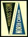 1960 Fleer College Pennant Decals Mississippi State - North Carolina