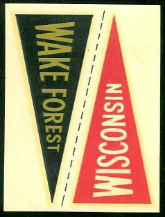 Wake Forest - Wisconsin 1960 Fleer College Pennant Decals football card