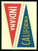 1960 Fleer College Pennant Decals California - Indiana