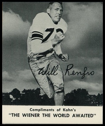Will Renfro 1960 Kahns football card Will Renfro 1960 Kahns football card
