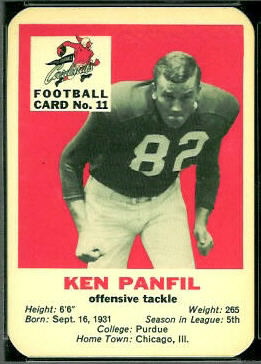 Ken Panfil 1960 Mayrose Cardinals football card
