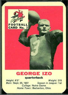 George Izo 1960 Mayrose Cardinals football card