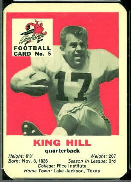 King Hill 1960 Mayrose Cardinals football card King Hill 1960 Mayrose Cardinals football card
