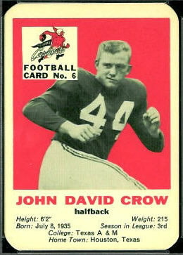 John David Crow 1960 Mayrose Cardinals football card John David Crow 1960 Mayrose Cardinals football card