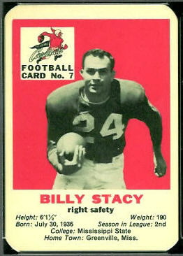 Bill Stacy 1960 Mayrose Cardinals football card