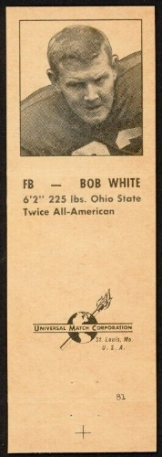Bob White 1960 Oilers Matchbooks football card