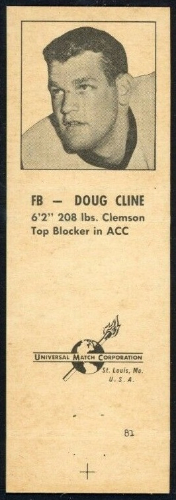 Doug Cline 1960 Oilers Matchbooks football card