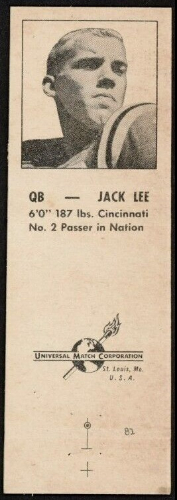 Jack Lee 1960 Oilers Matchbooks football card