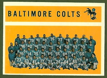 Baltimore Colts Team 1960 Topps football card