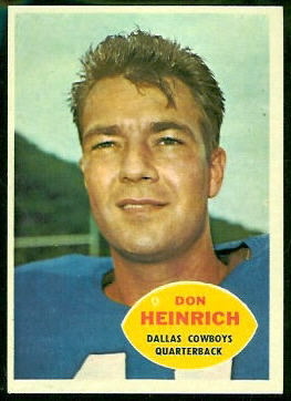 Don Heinrich 1960 Topps football card Don Heinrich 1960 Topps football card