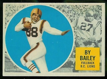 By Bailey 1960 Topps CFL football card By Bailey 1960 Topps CFL football card