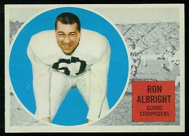 Ron Allbright 1960 Topps CFL football card