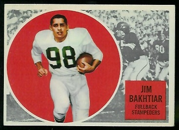 Jim Bakhtiar 1960 Topps CFL football card