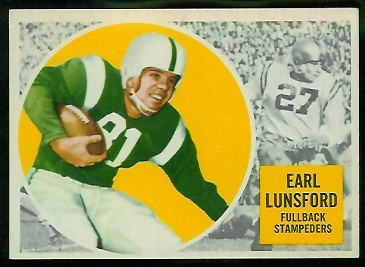 Earl Lunsford 1960 Topps CFL football card