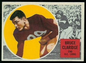 Bruce Claridge 1960 Topps CFL football card