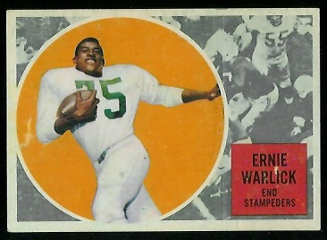 Ernie Warlick 1960 Topps CFL football card Ernie Warlick 1960 Topps CFL football card