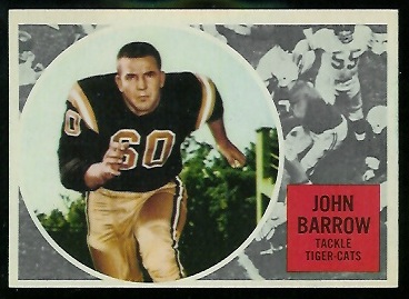 John Barrow 1960 Topps CFL football card John Barrow 1960 Topps CFL football card