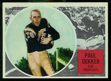 Paul Dekker 1960 Topps CFL football card