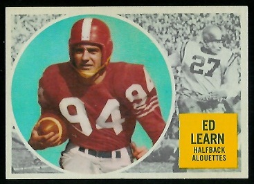 Ed Learn 1960 Topps CFL football card