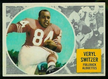 Veryl Switzer 1960 Topps CFL football card