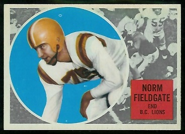 Norm Fieldgate 1960 Topps CFL football card Norm Fieldgate 1960 Topps CFL football card