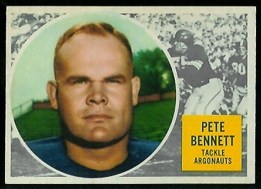 Pete Bennett 1960 Topps CFL football card