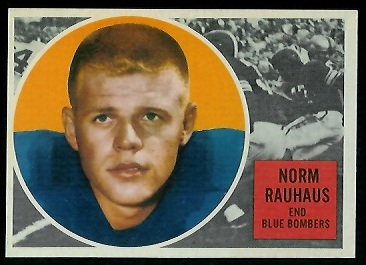 Norm Rauhaus 1960 Topps CFL football card