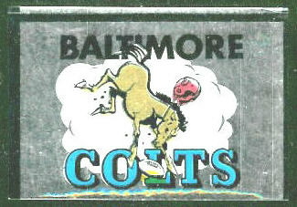 Baltimore Colts 1960 Topps Metallic Stickers football card