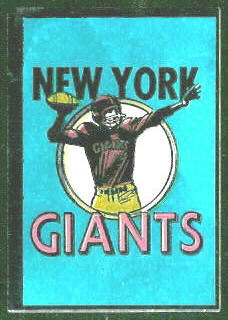 New York Giants 1960 Topps Metallic Stickers football card