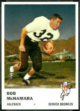Bob McNamara 1961 Fleer football card