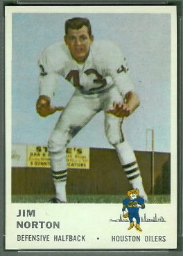 Jim Norton 1961 Fleer football card