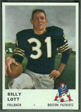 Billy Lott 1961 Fleer football card