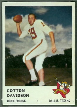 Cotton Davidson 1961 Fleer football card Cotton Davidson 1961 Fleer football card