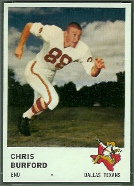Chris Burford 1961 Fleer football card